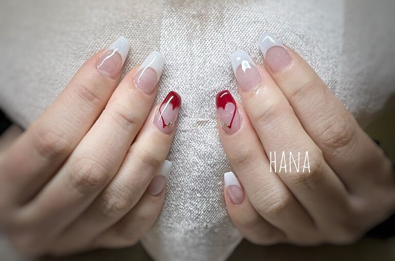 バレンタインニュアンスネイル